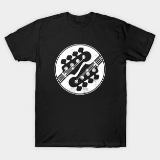 Bass Guitar Headstock Circle Dark Theme T-Shirt